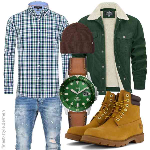 Top herren-Outfit im Finest-Trend-Style für ein selbstbewusstes Modegefühl mit tollen Produkten von TACVASEN,J.VER,Amaci&Sons,Fossil,Enter the Complex,Timberland