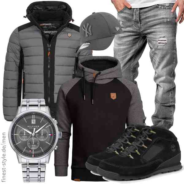 Top herren-Outfit im Finest-Trend-Style für ein selbstbewusstes Modegefühl mit tollen Produkten von Geographical Norway,Amaci&Sons,Amaci&Sons,Tommy Hilfiger,New Era,Timberland