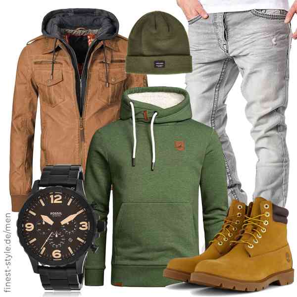 Top herren-Outfit im Finest-Trend-Style für ein selbstbewusstes Modegefühl mit tollen Produkten von Indicode,Amaci&Sons,Amaci&Sons,Fossil,JACK & JONES,Timberland