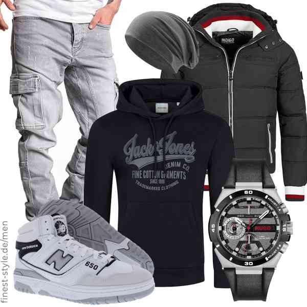 Top herren-Outfit im Finest-Trend-Style für ein selbstbewusstes Modegefühl mit tollen Produkten von Indicode,JACK & JONES,Amaci&Sons,HUGO,Hatstar,New Balance