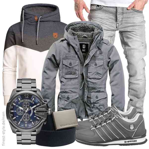 Top herren-Outfit im Finest-Trend-Style für ein selbstbewusstes Modegefühl mit tollen Produkten von Brandit,Amaci&Sons,Amaci&Sons,Diesel,Urban Classics,K-Swiss