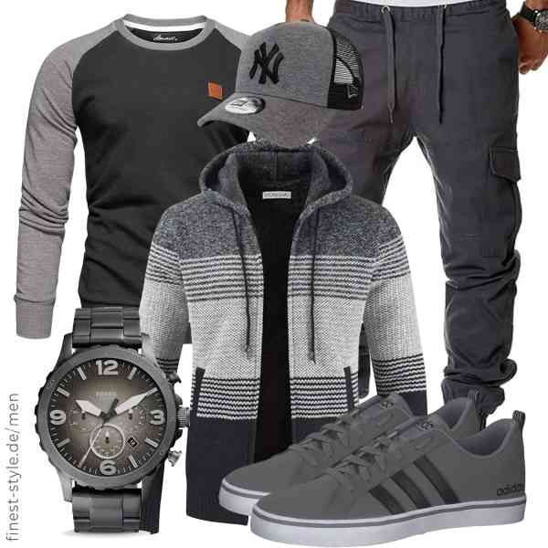 Top herren-Outfit im Finest-Trend-Style für ein selbstbewusstes Modegefühl mit tollen Produkten von Shuanghao,Amaci&Sons,REPUBLIX,Fossil,New Era,adidas