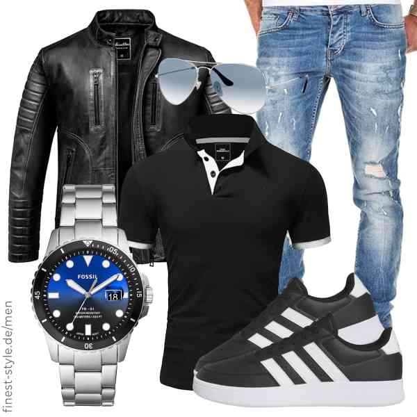 Top herren-Outfit im Finest-Trend-Style für ein selbstbewusstes Modegefühl mit tollen Produkten von Amaci&Sons,Amaci&Sons,Amaci&Sons,Fossil,Ray-Ban,adidas