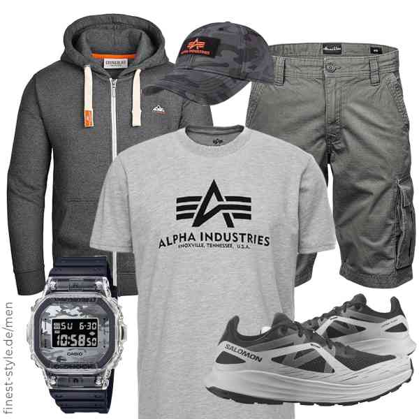 Top herren-Outfit im Finest-Trend-Style für ein selbstbewusstes Modegefühl mit tollen Produkten von Grin&Bear,ALPHA INDUSTRIES,Amaci&Sons,G-SHOCK,ALPHA INDUSTRIES,Salomon