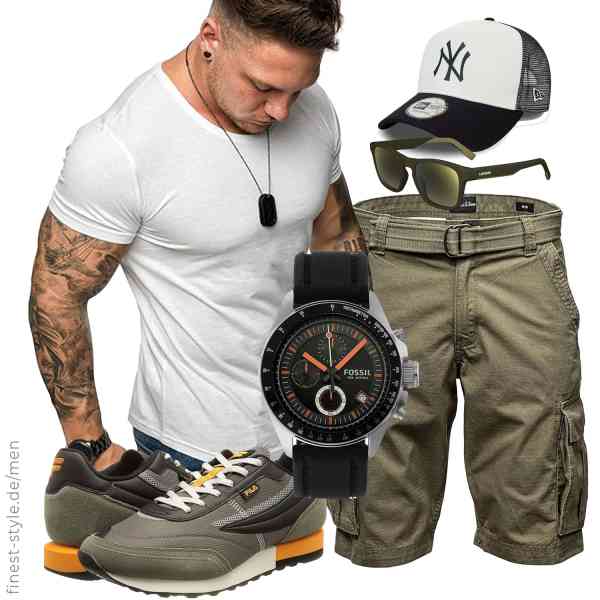 Top herren-Outfit im Finest-Trend-Style für ein selbstbewusstes Modegefühl mit tollen Produkten von Amaci&Sons,Amaci&Sons,Fossil,New Era,Lacoste,FILA