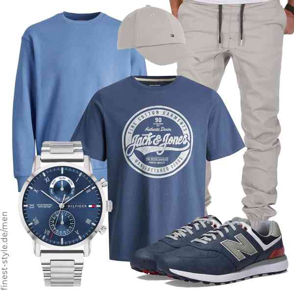 Top herren-Outfit im Finest-Trend-Style für ein selbstbewusstes Modegefühl mit tollen Produkten von JACK & JONES,JACK & JONES,REPUBLIX,Tommy Hilfiger,Tommy Hilfiger,New Balance