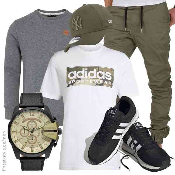 Top herren-Outfit im Finest-Trend-Style für ein selbstbewusstes Modegefühl mit tollen Produkten von Amaci&Sons,adidas,REPUBLIX,Diesel,New Era,adidas