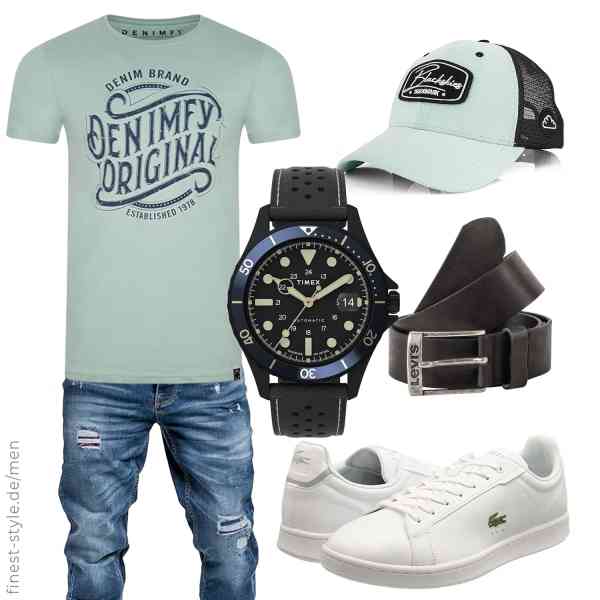 Top herren-Outfit im Finest-Trend-Style für ein selbstbewusstes Modegefühl mit tollen Produkten von DENIMFY,Amaci&Sons,Timex,Levi's,Blackskies,Lacoste