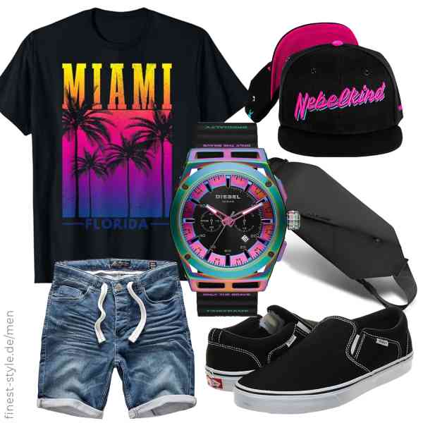 Top herren-Outfit im Finest-Trend-Style für ein selbstbewusstes Modegefühl mit tollen Produkten von Miami Beach Florida Apparel Co.,Amaci&Sons,Diesel,MARKETRON,Nebelkind,Vans