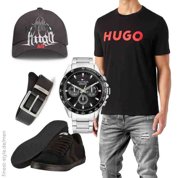 Top herren-Outfit im Finest-Trend-Style für ein selbstbewusstes Modegefühl mit tollen Produkten von HUGO,Amaci&Sons,Tommy Hilfiger,Levi\'s,HUGO,hummel