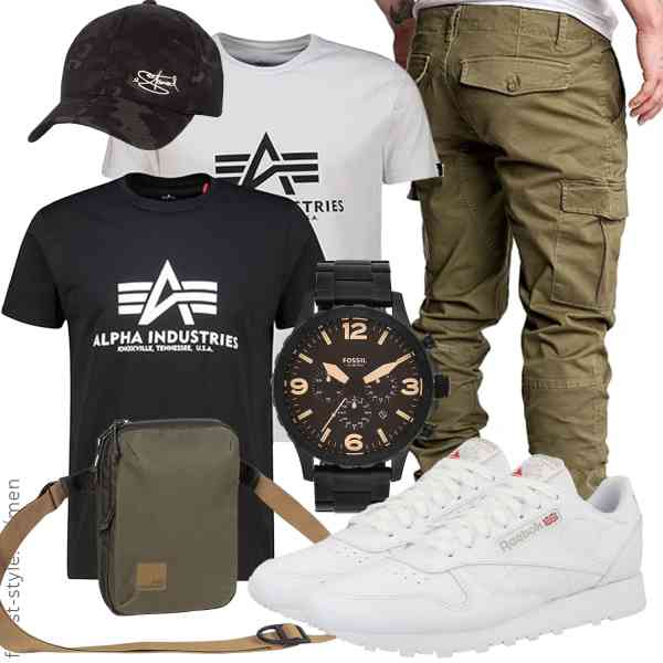 Top herren-Outfit im Finest-Trend-Style für ein selbstbewusstes Modegefühl mit tollen Produkten von ALPHA INDUSTRIES,REPUBLIX,Fossil,Jack Wolfskin,2Stoned,Reebok