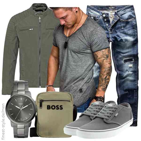 Top herren-Outfit im Finest-Trend-Style für ein selbstbewusstes Modegefühl mit tollen Produkten von Redbridge,Amaci&Sons,REPUBLIX,Fossil,BOSS,Vans