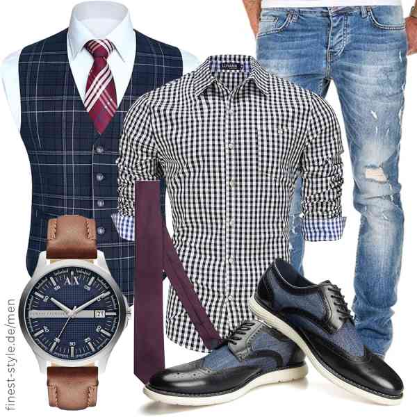 Top herren-Outfit im Finest-Trend-Style für ein selbstbewusstes Modegefühl mit tollen Produkten von HISDERN,LUYANA,Amaci&Sons,Armani Exchange,Seidensticker,JITAI