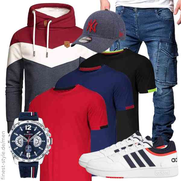 Top herren-Outfit im Finest-Trend-Style für ein selbstbewusstes Modegefühl mit tollen Produkten von Amaci&Sons,Chenjunrong,Amaci&Sons,Tommy Hilfiger,New Era,adidas