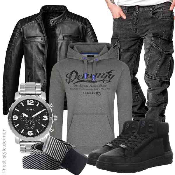 Top herren-Outfit im Finest-Trend-Style für ein selbstbewusstes Modegefühl mit tollen Produkten von Amaci&Sons,DENIMFY,Amaci&Sons,Fossil,KYEYGWO,bugatti