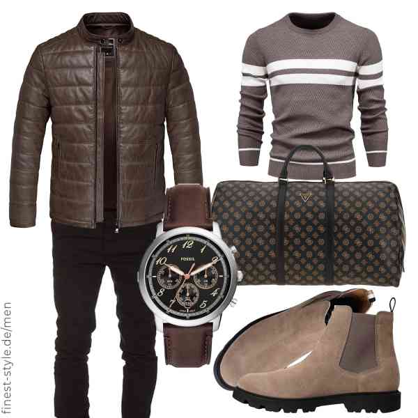 Top herren-Outfit im Finest-Trend-Style für ein selbstbewusstes Modegefühl mit tollen Produkten von Amaci&Sons,LUVCES,Amaci&Sons,Fossil,GUESS,BOSS