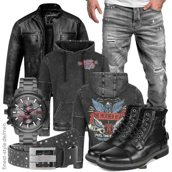 Top herren-Outfit im Finest-Trend-Style für ein selbstbewusstes Modegefühl mit tollen Produkten von Amaci&Sons,Amaci&Sons,Rock Rebel by EMP,Diesel,Redbridge,Bruno Marc