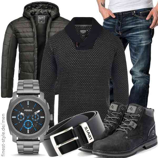 Top herren-Outfit im Finest-Trend-Style für ein selbstbewusstes Modegefühl mit tollen Produkten von Amaci&Sons,Indicode,Amaci&Sons,Fossil,Levi\'s,CC-Los