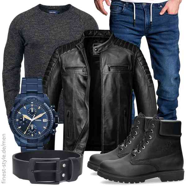 Top herren-Outfit im Finest-Trend-Style für ein selbstbewusstes Modegefühl mit tollen Produkten von Amaci&Sons,b BLEND,Amaci&Sons,Fossil,Frentree,Panama Jack