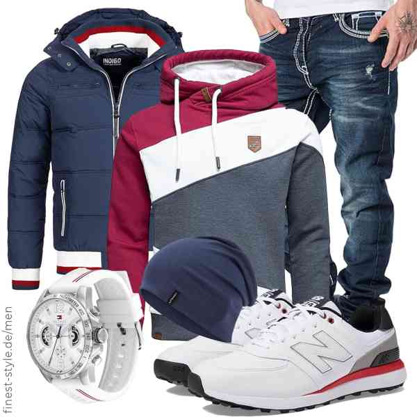 Top herren-Outfit im Finest-Trend-Style für ein selbstbewusstes Modegefühl mit tollen Produkten von Indicode,Amaci&Sons,Amaci&Sons,Tommy Hilfiger,HAMUNI,New Balance