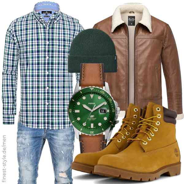 Top herren-Outfit im Finest-Trend-Style für ein selbstbewusstes Modegefühl mit tollen Produkten von Amaci&Sons,J.VER,Amaci&Sons,Fossil,Enter the Complex,Timberland