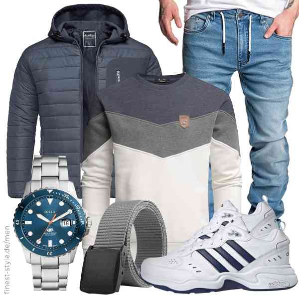 Top herren-Outfit im Finest-Trend-Style für ein selbstbewusstes Modegefühl mit tollen Produkten von Amaci&Sons,Amaci&Sons,Amaci&Sons,Fossil,LionVII,adidas