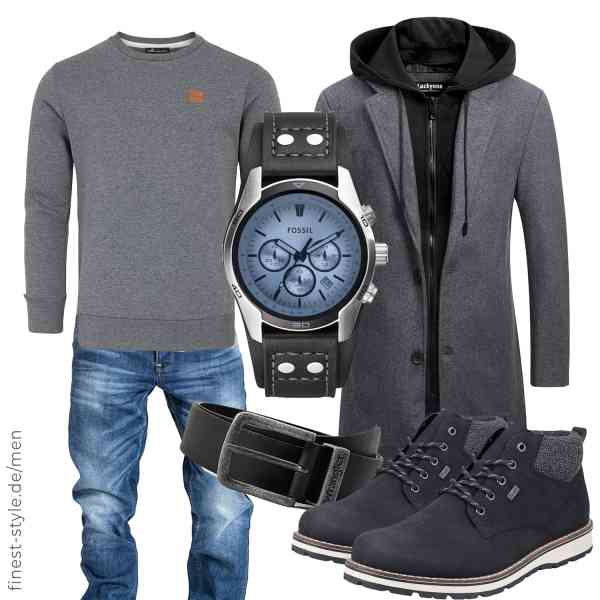 Top herren-Outfit im Finest-Trend-Style für ein selbstbewusstes Modegefühl mit tollen Produkten von Luckyone,Amaci&Sons,Amaci&Sons,Fossil,Wrangler,Rieker