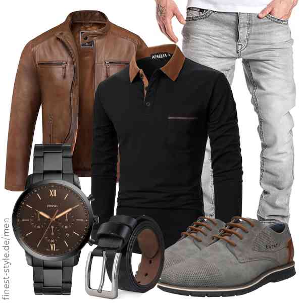 Top herren-Outfit im Finest-Trend-Style für ein selbstbewusstes Modegefühl mit tollen Produkten von Amaci&Sons,APAELEA,Amaci&Sons,Fossil,VRLEGEND,bugatti