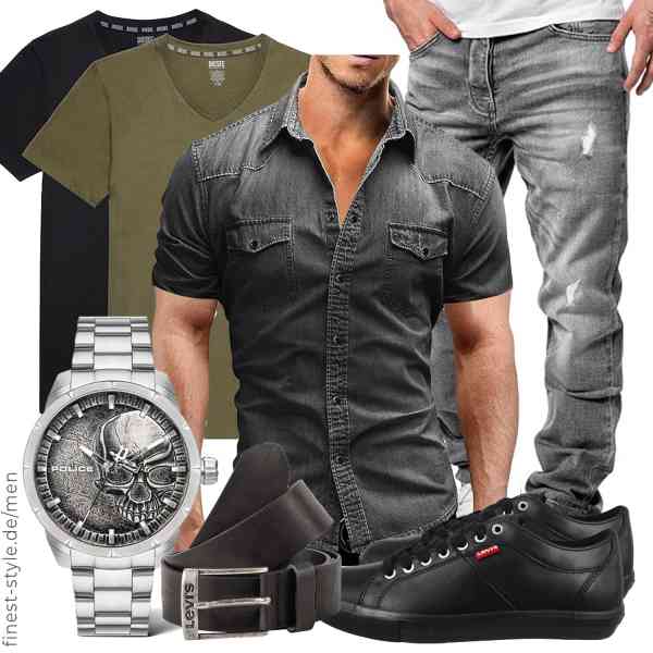 Top herren-Outfit im Finest-Trend-Style für ein selbstbewusstes Modegefühl mit tollen Produkten von Diesel,AIGOUT,REPUBLIX,Police,Levi\'s,LEVI\'S