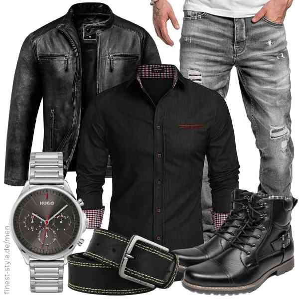 Top herren-Outfit im Finest-Trend-Style für ein selbstbewusstes Modegefühl mit tollen Produkten von Amaci&Sons,COOFANDY,Amaci&Sons,HUGO,GianMarcoVenturi,Bruno Marc