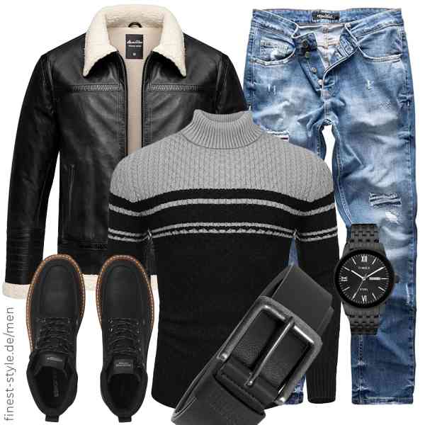Top herren-Outfit im Finest-Trend-Style für ein selbstbewusstes Modegefühl mit tollen Produkten von Amaci&Sons,COOFANDY,REPUBLIX,Timex,Urban Classics,JACK & JONES