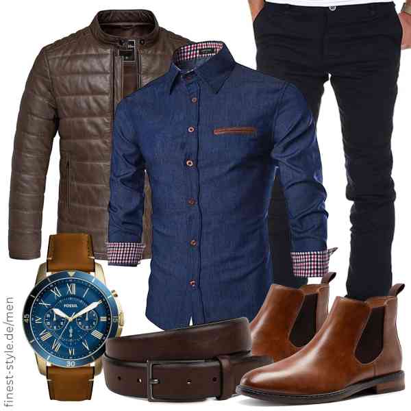 Top herren-Outfit im Finest-Trend-Style für ein selbstbewusstes Modegefühl mit tollen Produkten von Amaci&Sons,COOFANDY,Amaci&Sons,Fossil,Fenix Fashion,Bruno Marc