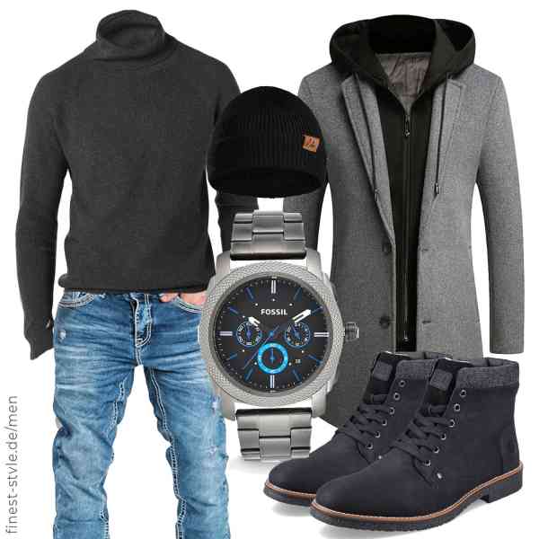 Top herren-Outfit im Finest-Trend-Style für ein selbstbewusstes Modegefühl mit tollen Produkten von Luckyone,Amazon Essentials,Amaci&Sons,Fossil,DANISH ENDURANCE,Rieker