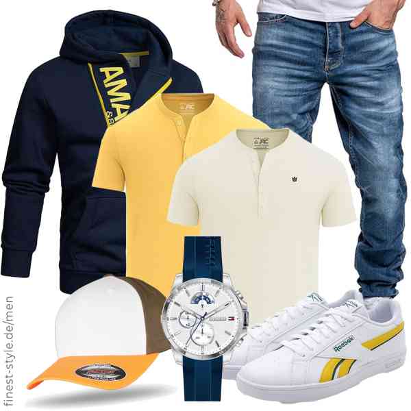 Top herren-Outfit im Finest-Trend-Style für ein selbstbewusstes Modegefühl mit tollen Produkten von Amaci&Sons,JRC Just Royal Clothing,Amaci&Sons,Tommy Hilfiger,Flexfit,Reebok